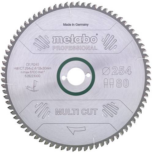 Metabo HW/CT 254X30 80 FZ/TZ 628223000 Hartmetall Kreissägeblatt 254 x 30 x 1.8 mm Zähneanzahl: 80