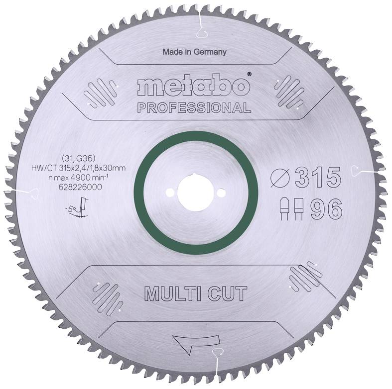 Metabo HW/CT 315X30 96 FZ/T 628226000 Hartmetall Kreissägeblatt 315 x 30 x 1.8 mm Zähneanzahl: 96 1