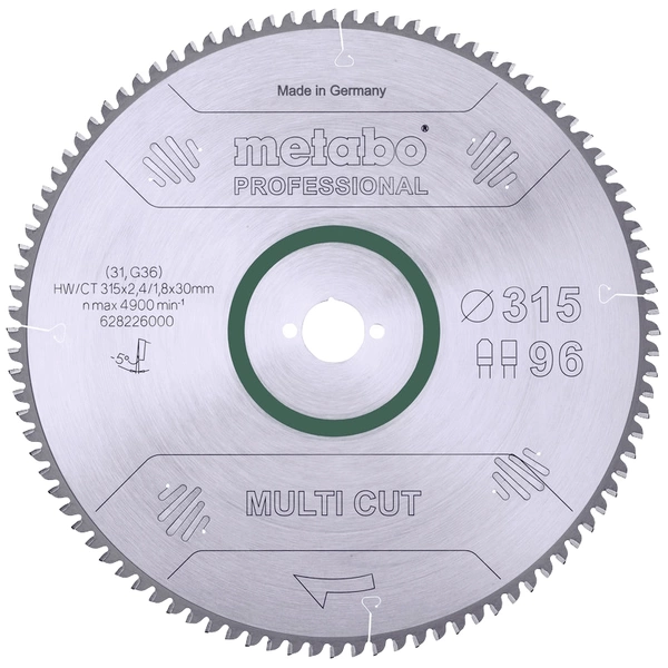 Metabo HW/CT 315X30 96 FZ/T 628226000 Hartmetall Kreissägeblatt 315 x 30 x 1.8mm Zähneanzahl: 96 1St. Metabo HW/CT 315X30 96 FZ/T 628226000 Hartmetall Kreissägeblatt 315 x 30 x 1.8mm Zähneanzahl: 96 1St.