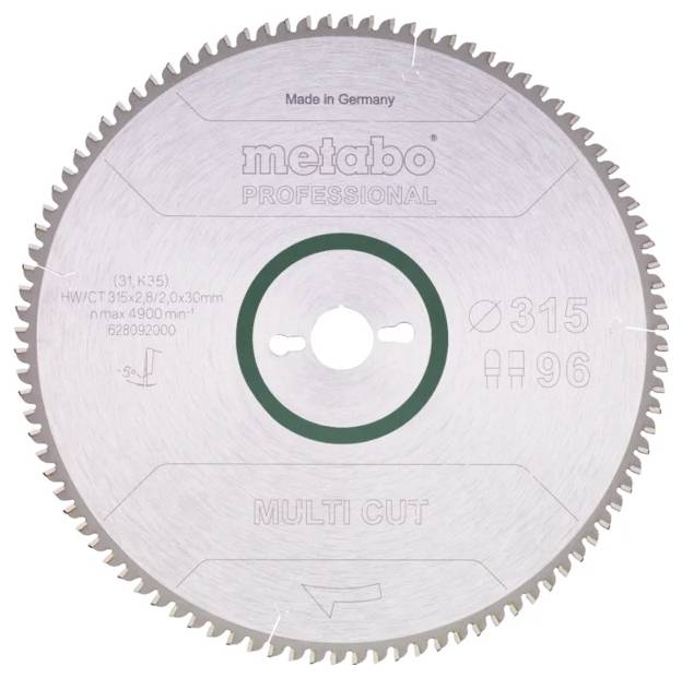 Metabo HW/CT 315X30 96 FZ/TR5 628092000 Hartmetall Kreissägeblatt 315 x 30 x 2mm Zähneanzahl: 96 1St.