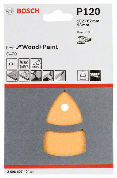 Bosch Accessories  2608607404 Multischleifpapier mit Klett, gelocht Körnung 120  (L x B) 102 mm x 62.93 mm 10 St.