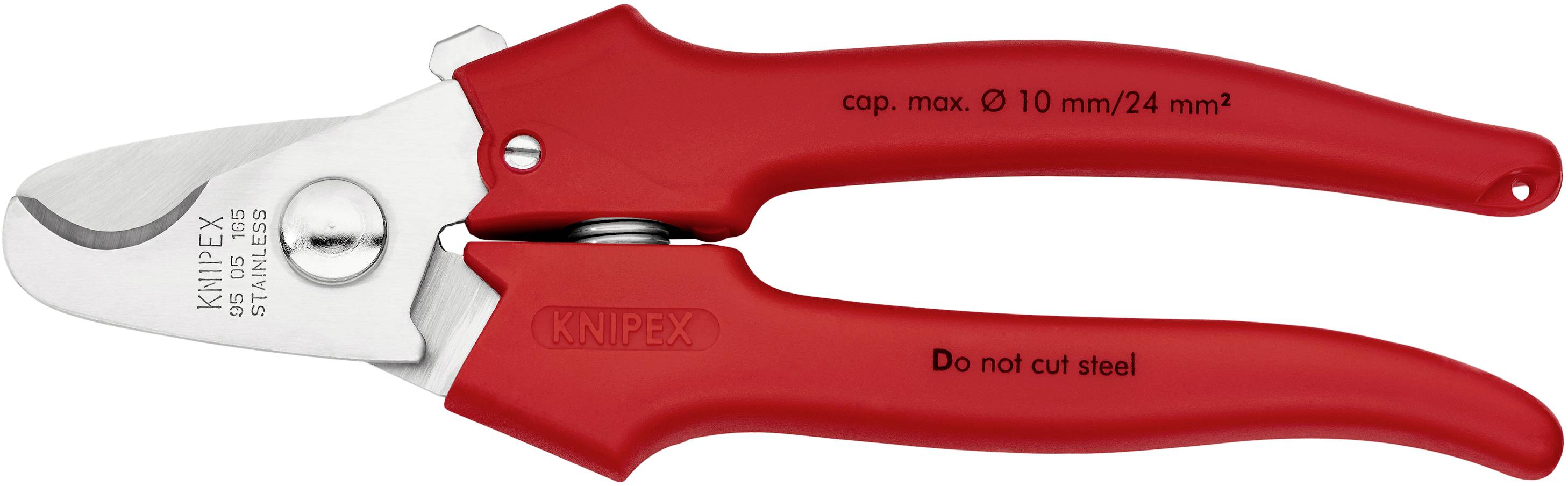 Knipex 95 05 165 Kabelschere Geeignet für (Abisoliertechnik) Alu- und Kupferkabel, ein- und mehrdrähtig 10mm 24mm² 3