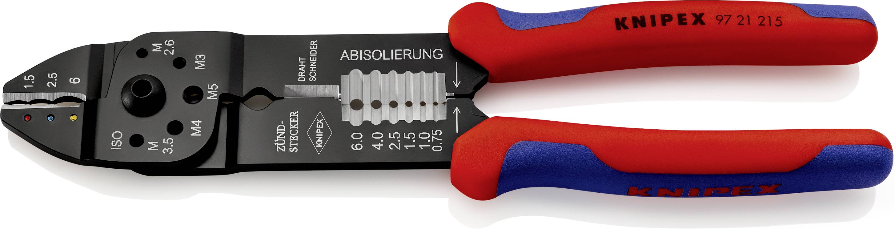 Knipex 97 21 215 Crimpzange Isolierte Kabelschuhe, Isolierte Steckverbinder 0.75 bis 6 mm²