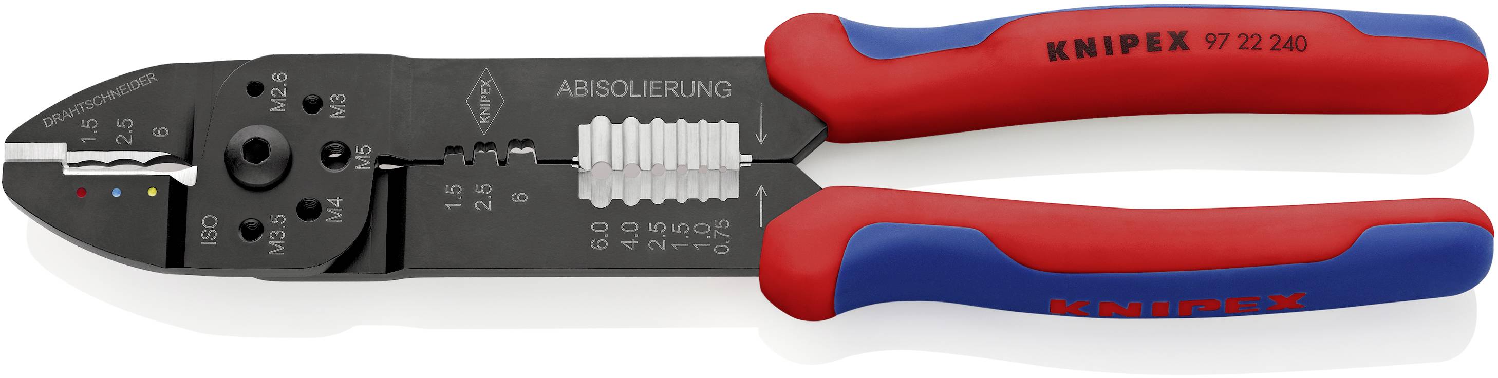 Knipex 97 22 240 Crimpzange Isolierte Kabelschuhe, Isolierte Steckverbinder 0.75 bis 6 mm²