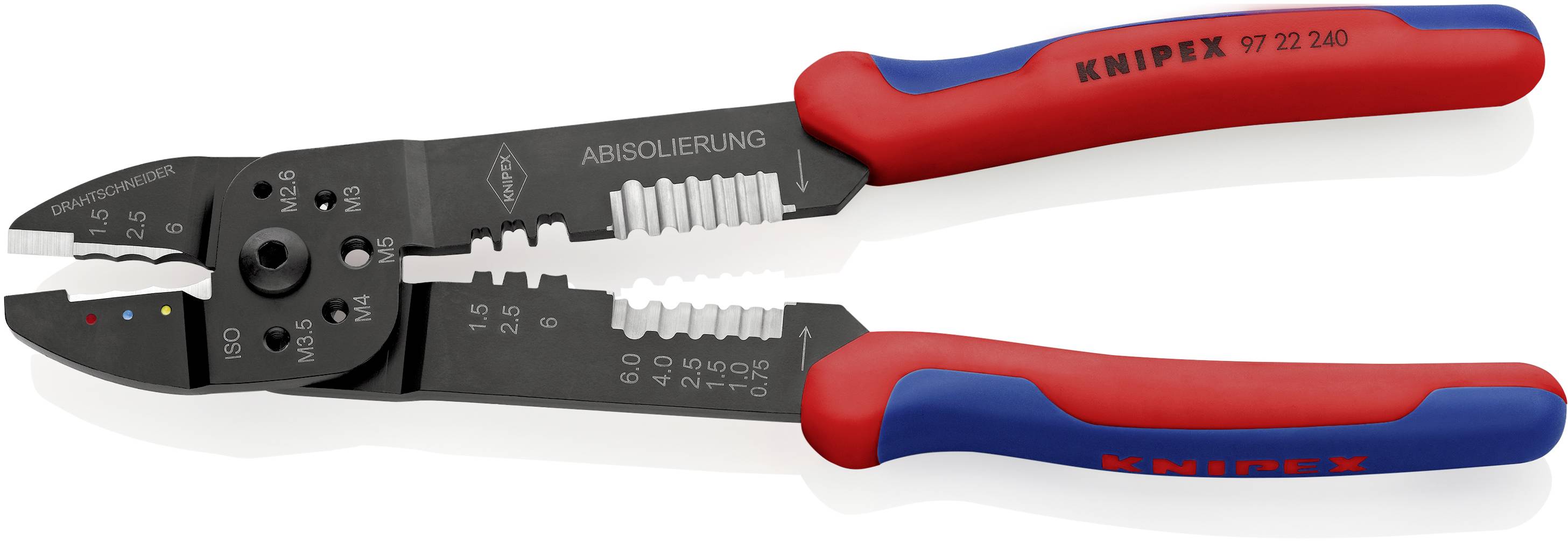 Knipex 97 22 240 Crimpzange Isolierte Kabelschuhe, Isolierte Steckverbinder 0.75 bis 6mm²