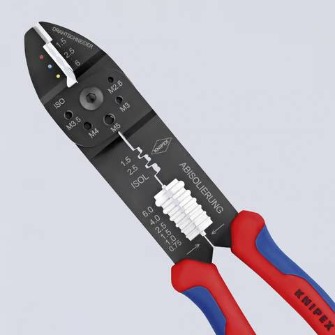 Knipex 97 22 240 Crimpzange Isolierte Kabelschuhe, Isolierte Steckverbinder 0.75 bis 6mm²