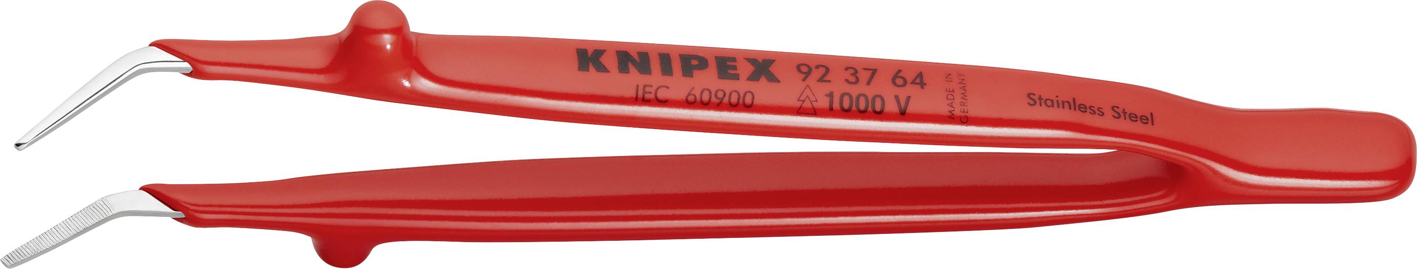 Rote VDE-Abisolierzange mit gebogenen Klingen, geeignet für Arbeiten an spannungsführenden Leitungen bis 1000V.