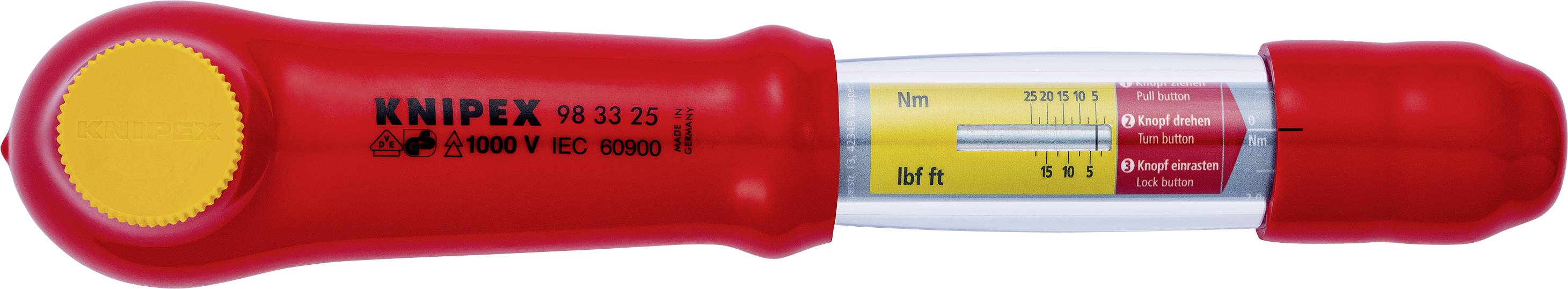 Knipex 98 33 25 98 33 25 VDE-Drehmomentschlüssel 3/8" (10 mm) 5 - 25 Nm