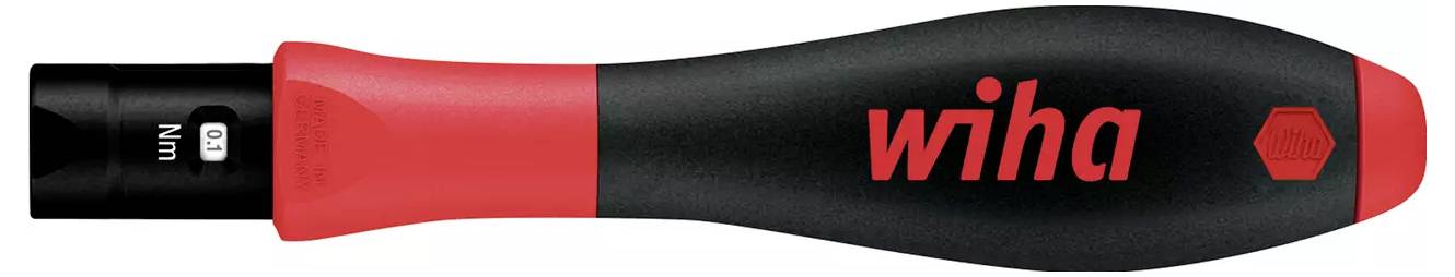 Schraubendreher mit rotem Griff von Wiha, Anzeige für Drehmoment, 0-8 Nm.