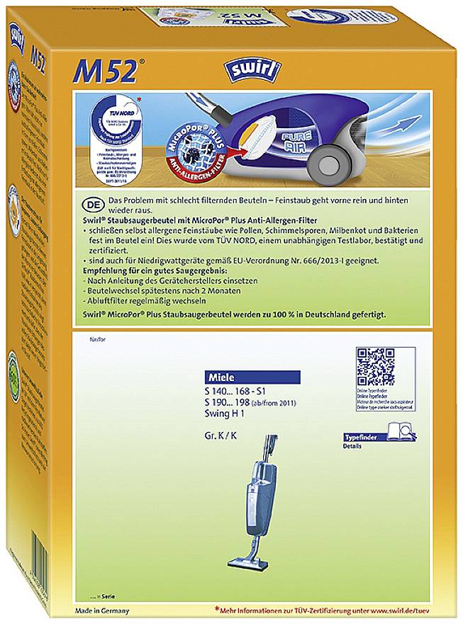 Swirl M52 MicroPor Staubsaugerbeutel 4St.