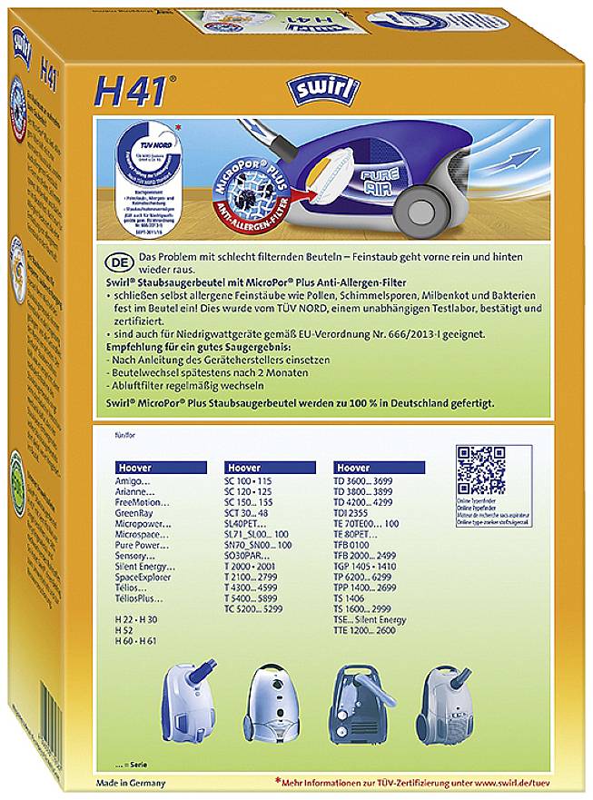 Swirl H41 AirSpace Staubsaugerbeutel 4 St.