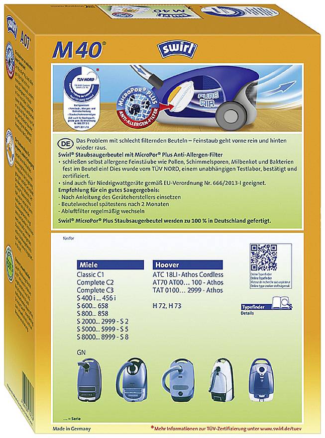 Swirl M40 MicroPor plus Staubsaugerbeutel 4St.