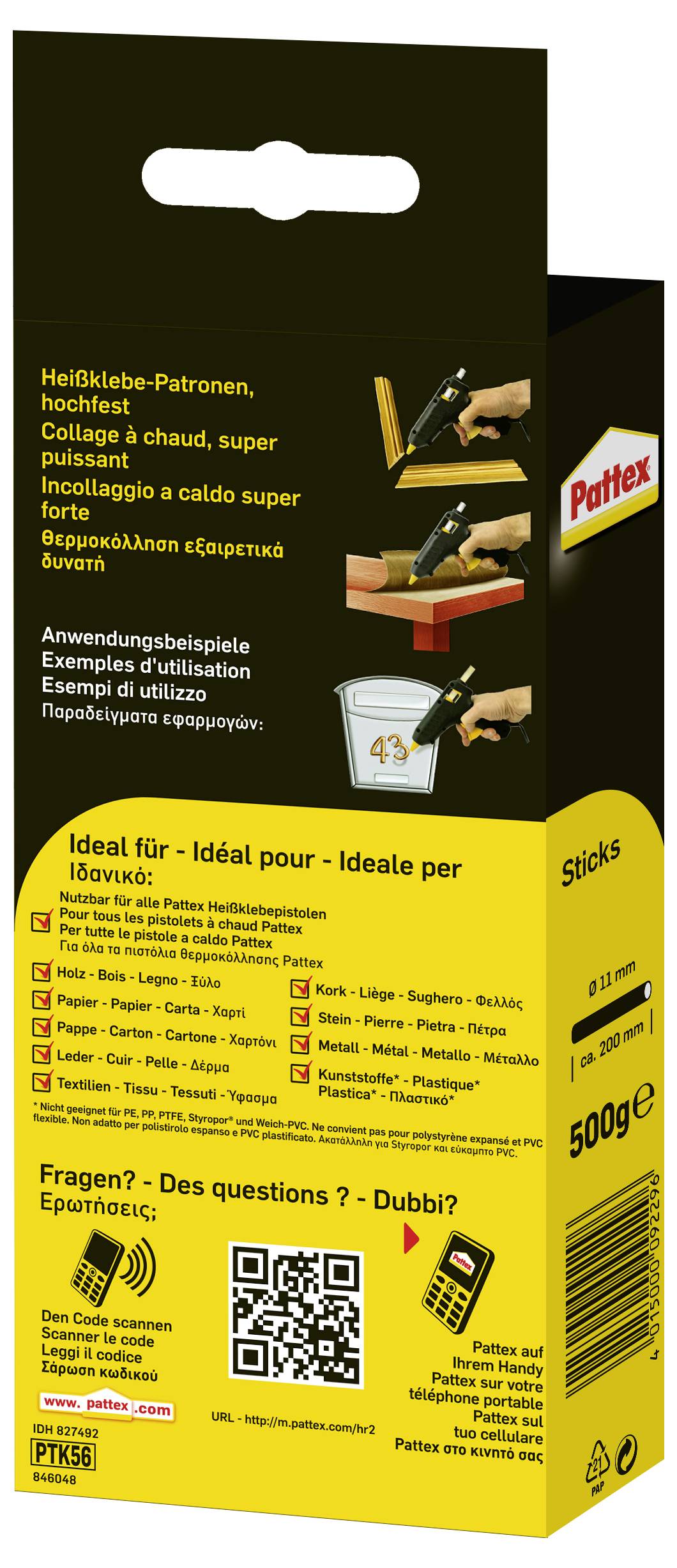 Pattex PTK56 Heißklebesticks 11mm 200mm Transparent 500g 25St.