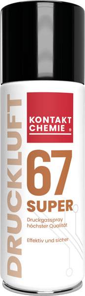 Eine Spraydose der Marke Kontakt Chemie, bezeichnet als '67 SUPER DRUCKLUFT', für effektive und sichere Reinigung mit Druckgas.
