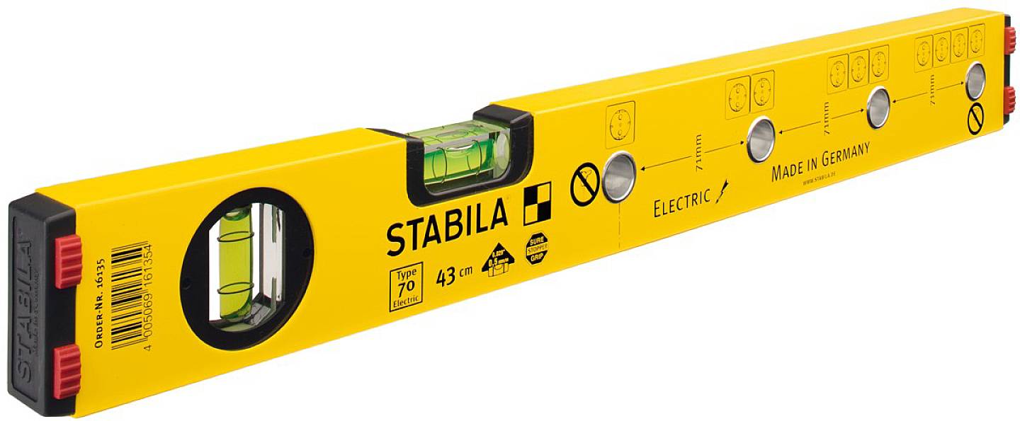 Stabila Type 70 Electric 16135/4 Elektriker-Wasserwaage 43 cm 0.5 mm/m