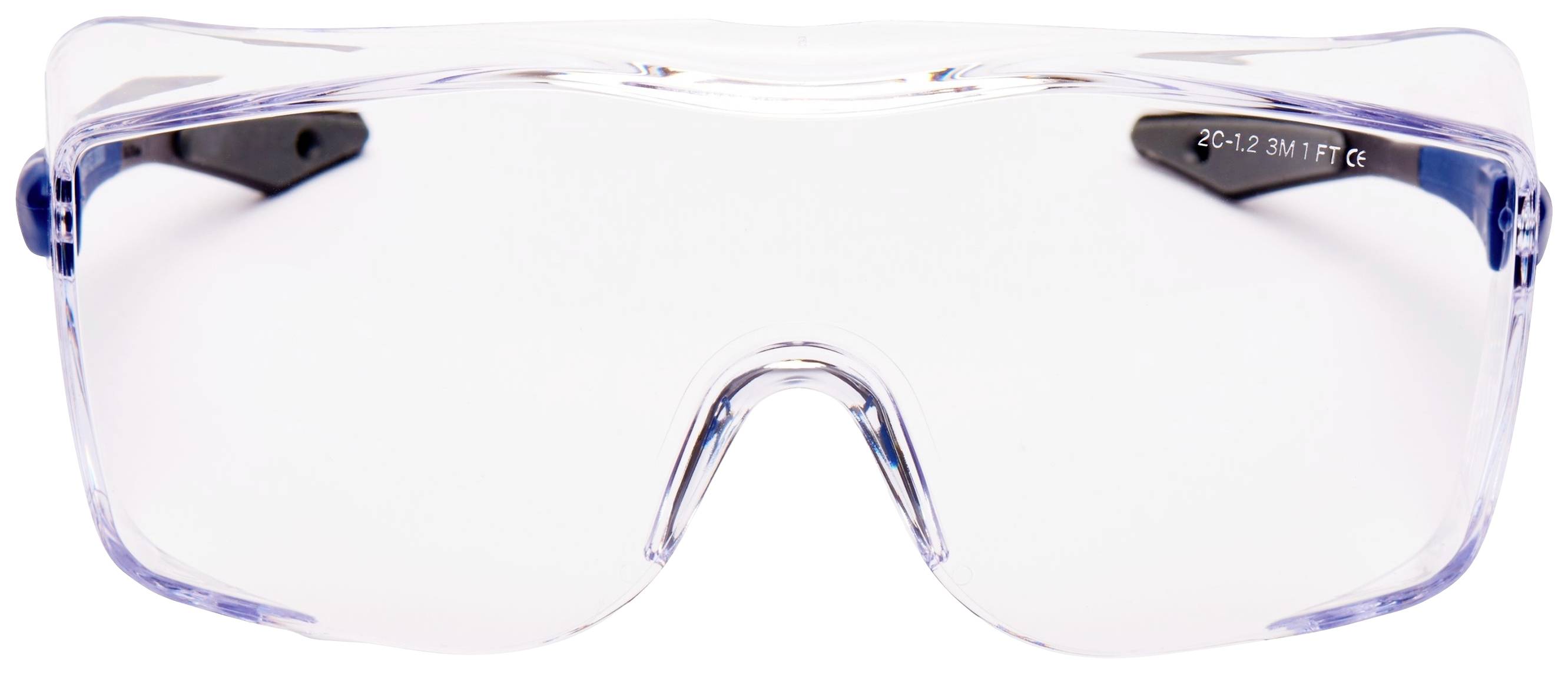 Schutzbrille mit klarem Kunststoffrahmen und klaren Gläsern, die Augen vor Spritzern und Staub schützt. Ideal für Laborarbeiten.