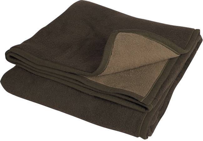 Gefaltete braune Decke mit einer helleren Innenseite, liegt auf einem Stapel.