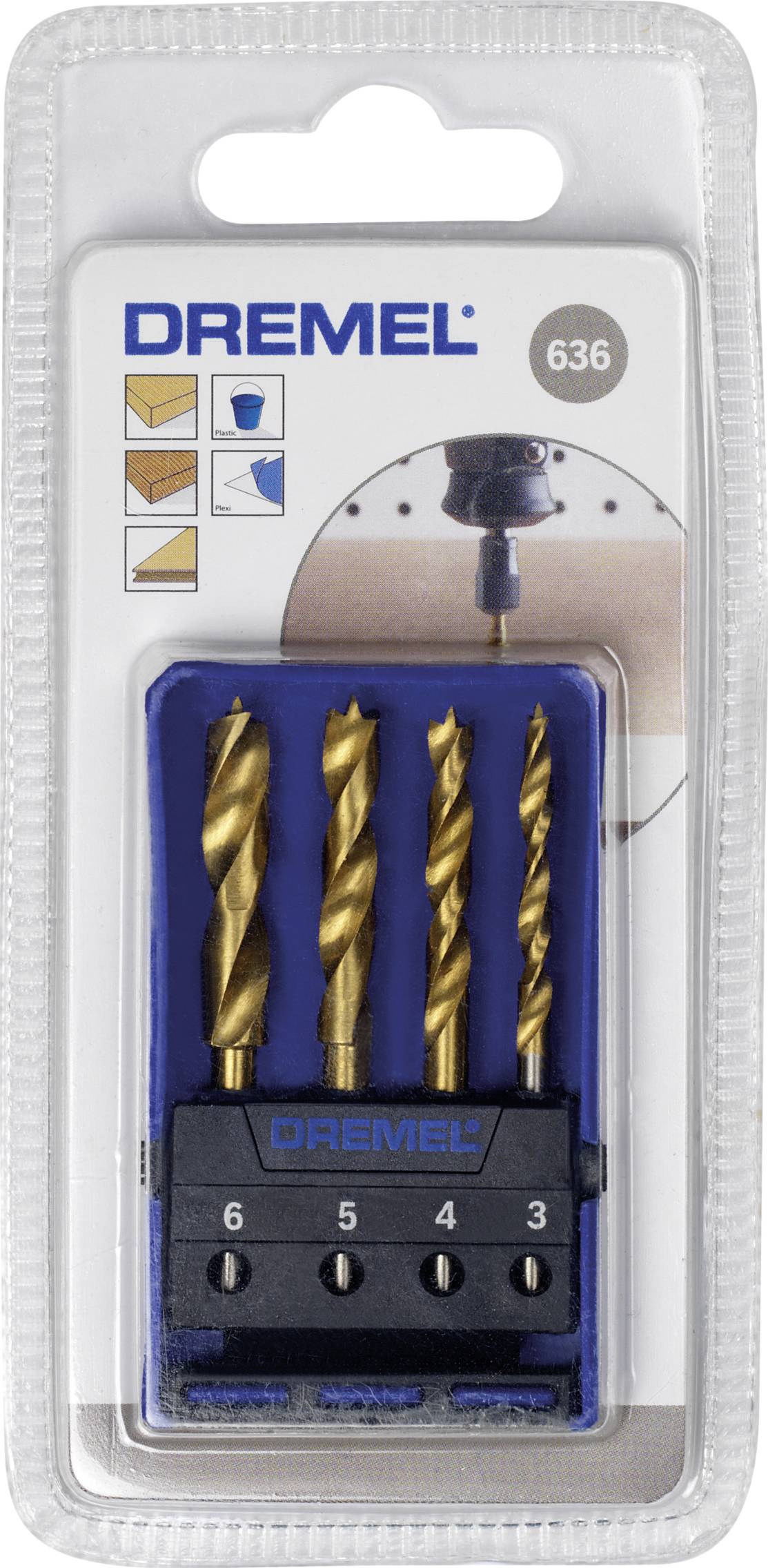 Dremel 26150636JA Holz-Spiralbohrer-Set 4teilig 3 mm, 4 mm, 5 mm, 6 mm Zylinderschaft 1 Set