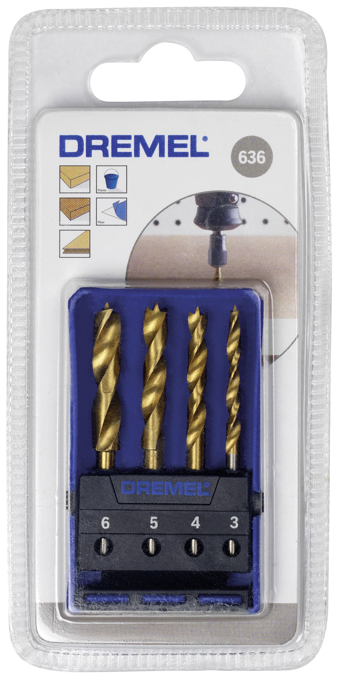 Dremel 26150636JA Holz-Spiralbohrer-Set 4teilig 3 mm, 4 mm, 5 mm, 6 mm Zylinderschaft 1 Set