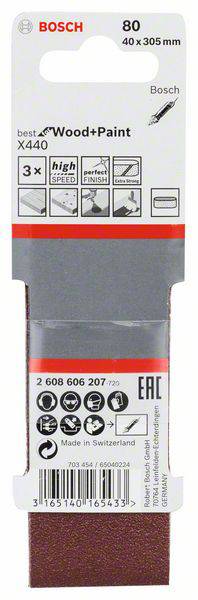 Bosch Accessories 2608606207 Schleifband Körnung (num) 80 (L x B) 305mm x 40mm 3St.