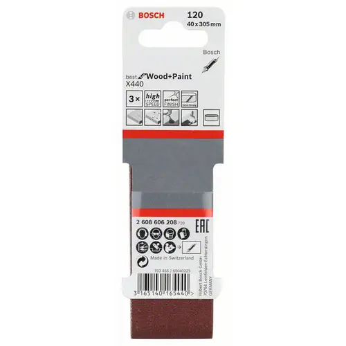Bosch Accessories 2608606208 Schleifband Körnung (num) 120 (L x B) 305mm x 40mm 3St. Bosch Accessories 2608606208 Schleifband Körnung (num) 120 (L x B) 305mm x 40mm 3St.