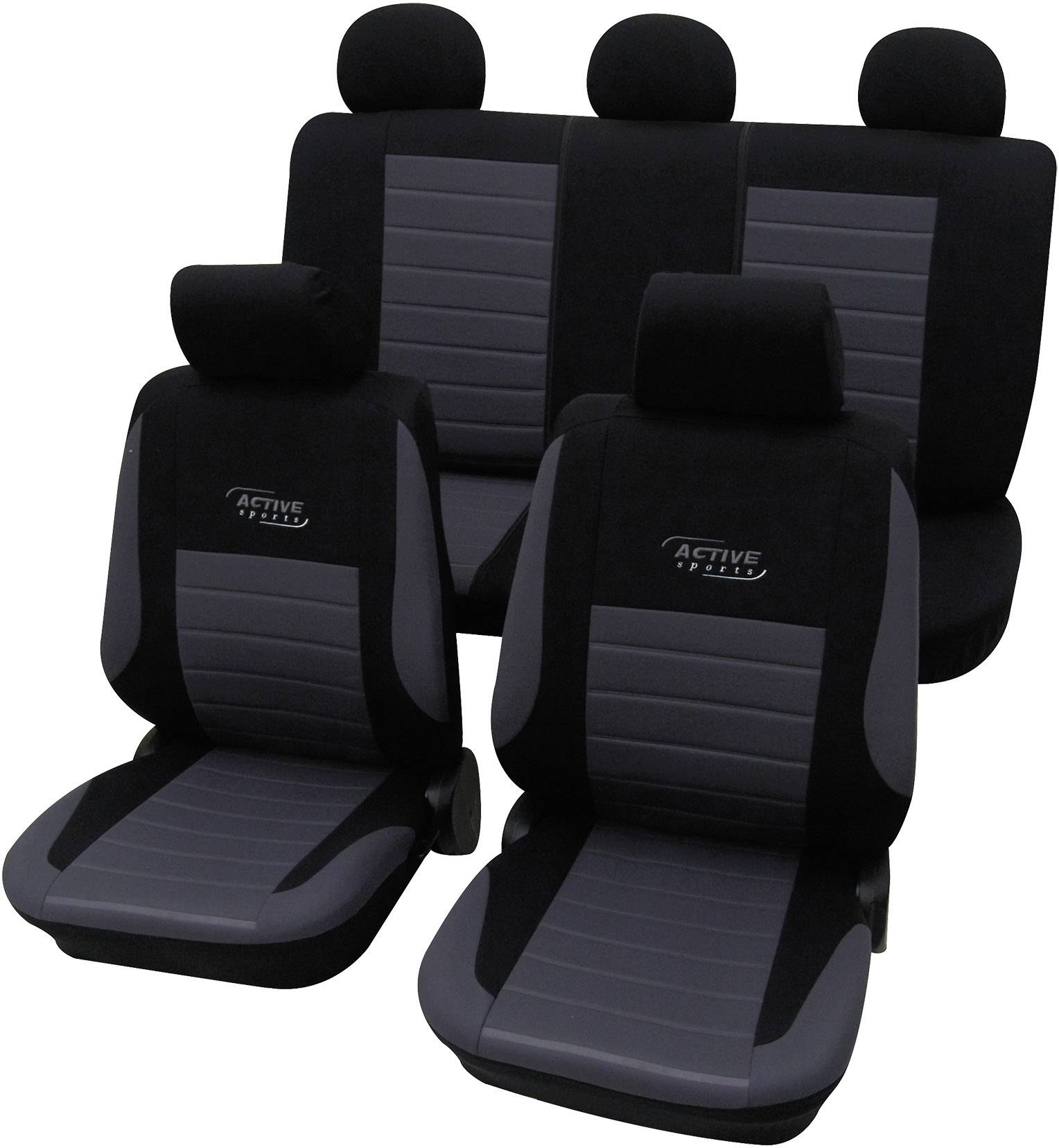Cartrend 60122 Active Sitzbezug 11teilig Polyester Silber Fahrersitz, Beifahrersitz, Rücksitz
