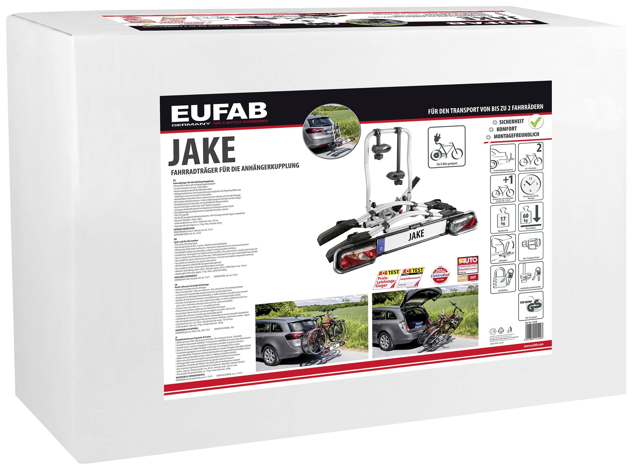 Eufab Fahrradträger Jake 11510 Anzahl Fahrräder=2