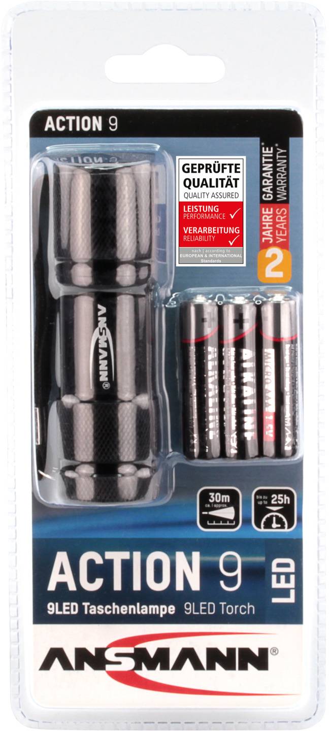 Ansmann Action9 LED Mini-Taschenlampe  batteriebetrieben  25 h 85 g