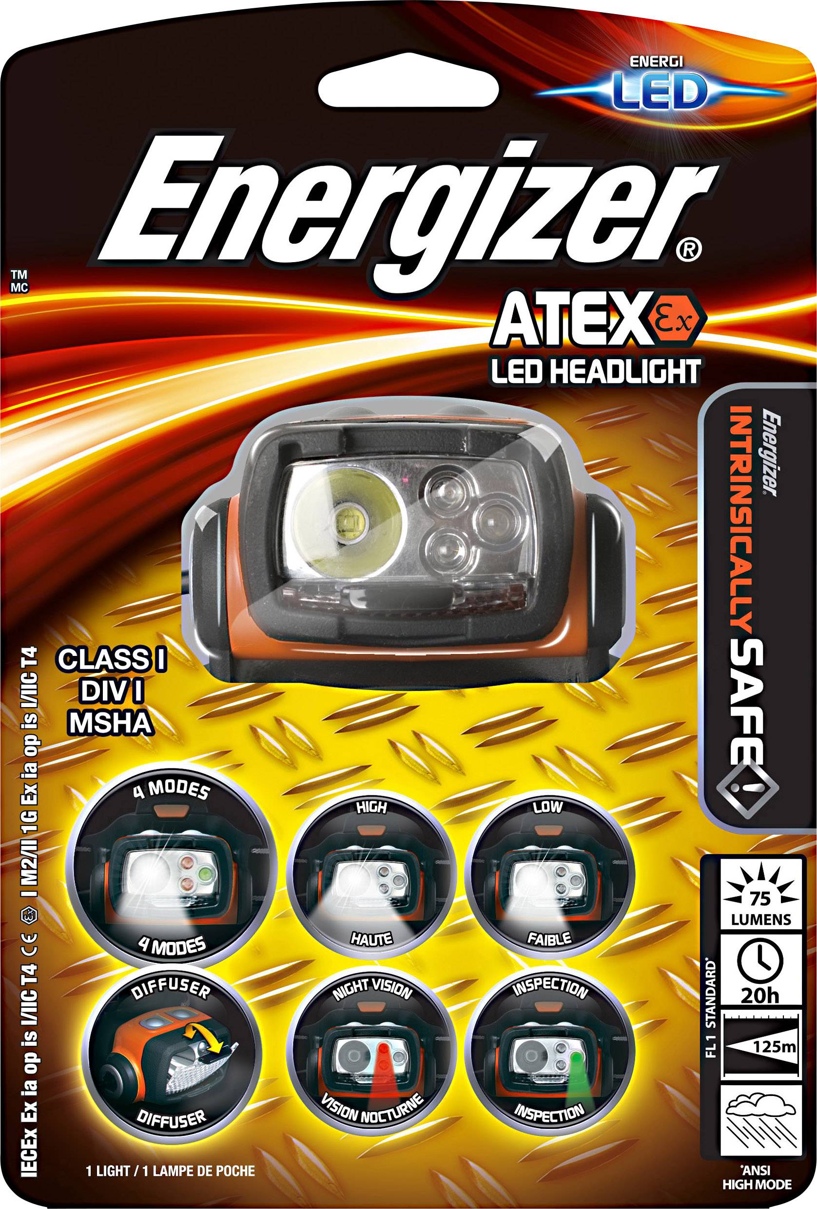 Energizer Atex Headlight Stirnlampe Ex Zone: 0, 1, 2 63 lm 91 m