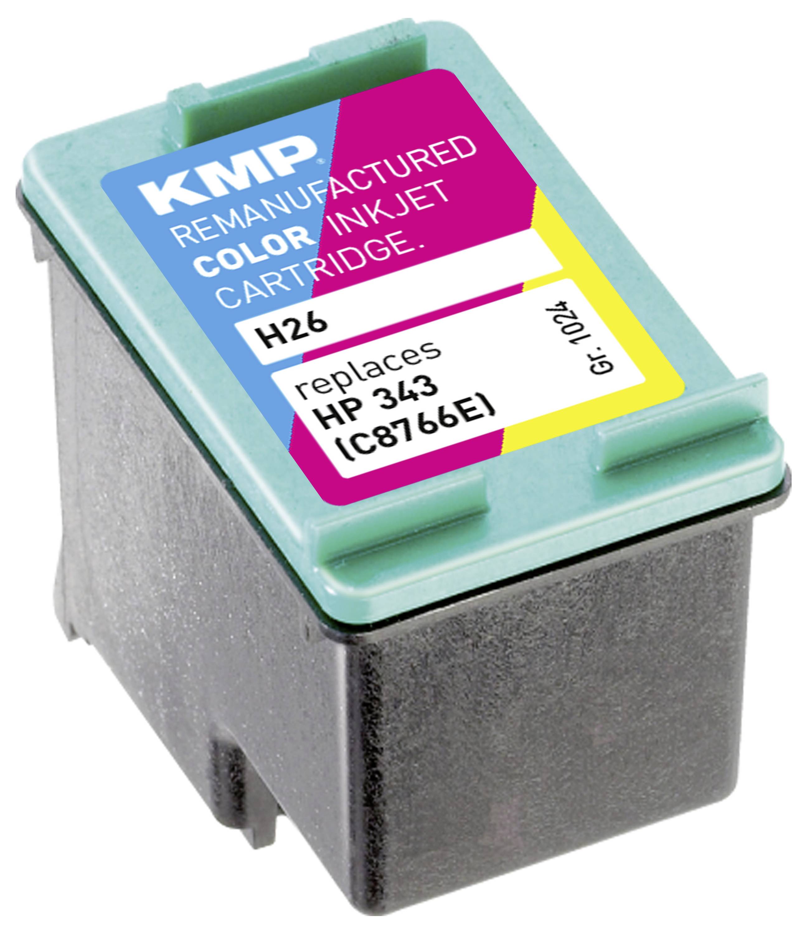 KMP wiederaufbereitete Farb-Tintenstrahlpatrone mit Bezeichnung H26, ersetzt HP 343 (C8766E)