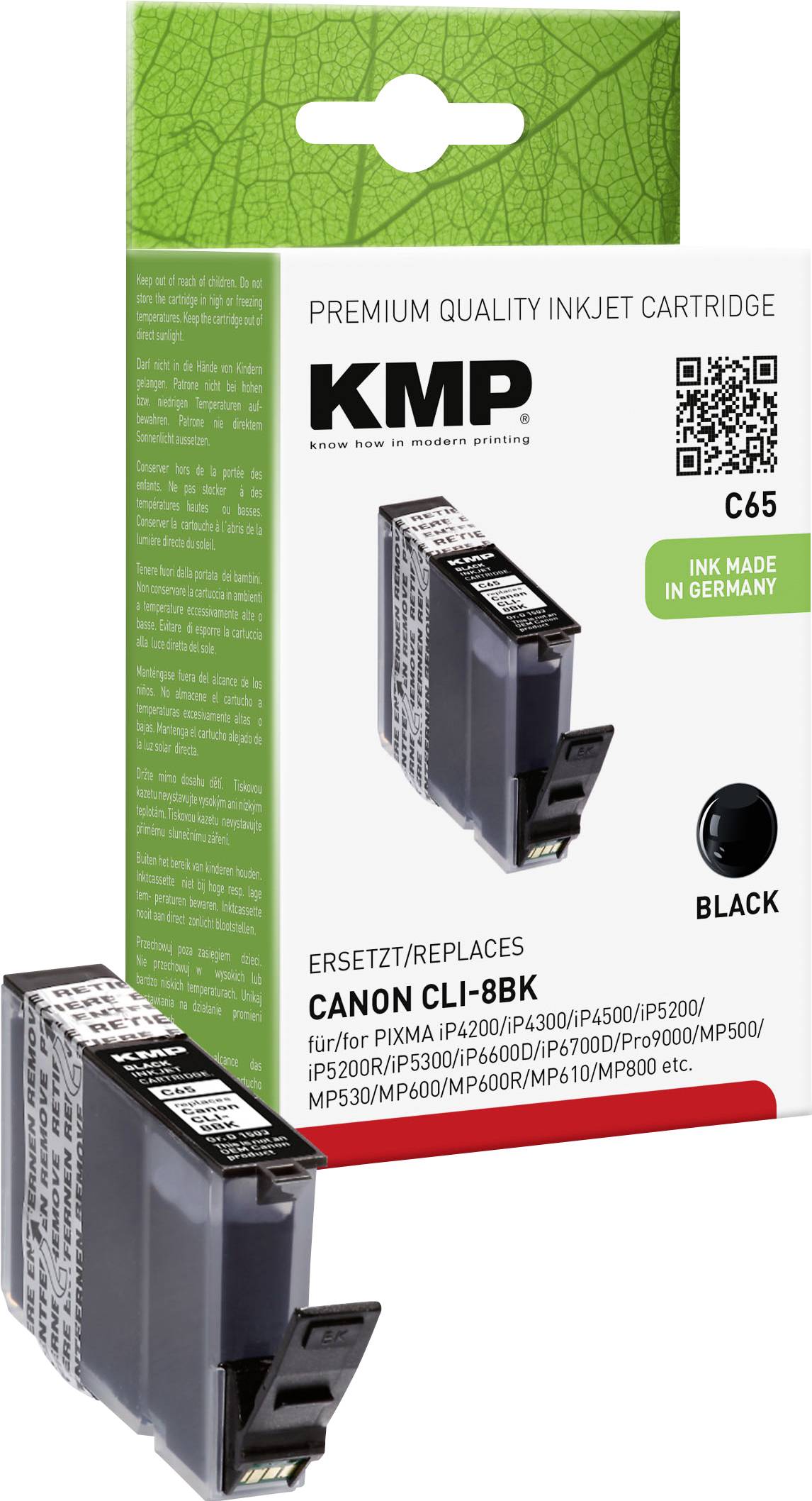KMP Druckerpatrone ersetzt Canon CLI-8BK Kompatibel Photo Schwarz C65 1503,0001
