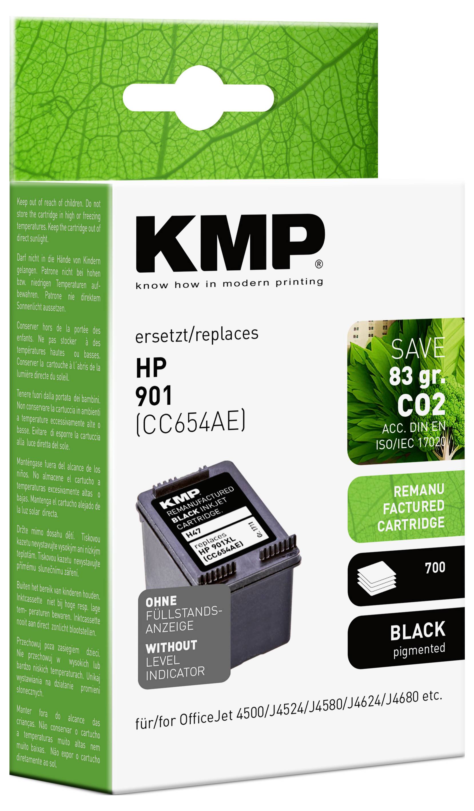 KMP Druckerpatrone ersetzt HP 901XL, CC654AE Kompatibel Schwarz H47 1711,4541