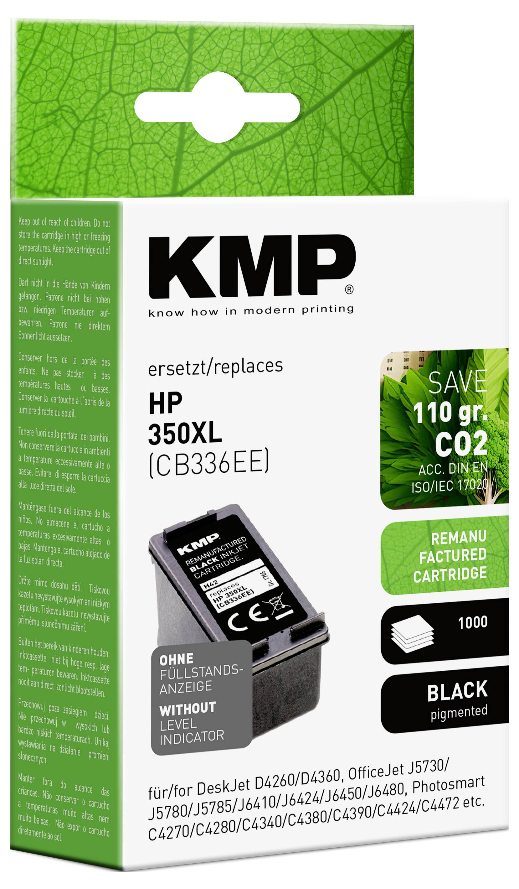 KMP H42 - 25 ml - Schwarz - kompatibel - Tintenpatrone (Alternative zu: HP 350XL, HP CB336EE)