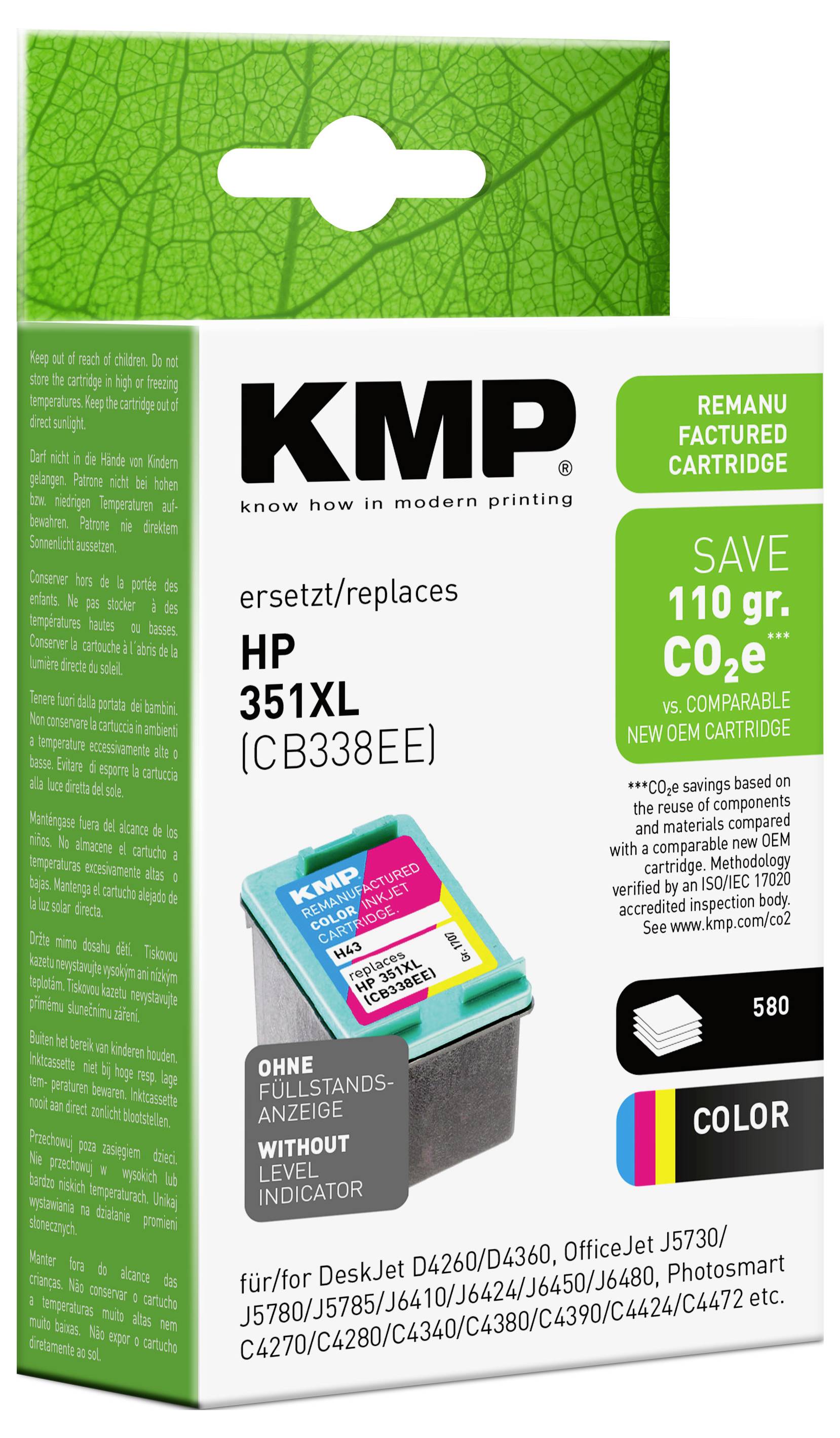 KMP Druckerpatrone ersetzt HP 351, 351XL Kompatibel Cyan, Magenta, Gelb H43 1707,4351