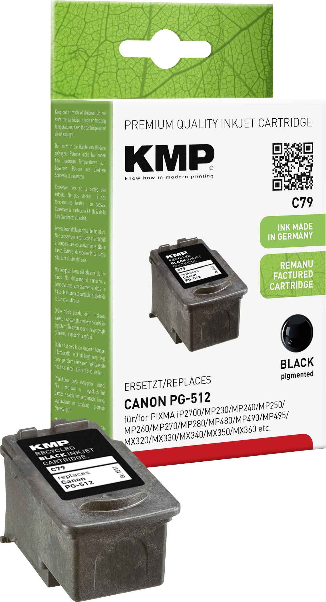 KMP Druckerpatrone ersetzt Canon PG-512 Kompatibel Schwarz C79 1511,4051