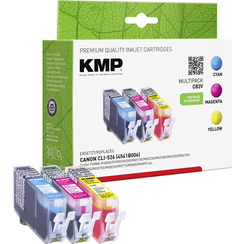 KMP Tinte ersetzt Canon CLI-526 Kompatibel Kombi-Pack Cyan, Magenta, Gelb  C83V 1515,0050 | digitalo