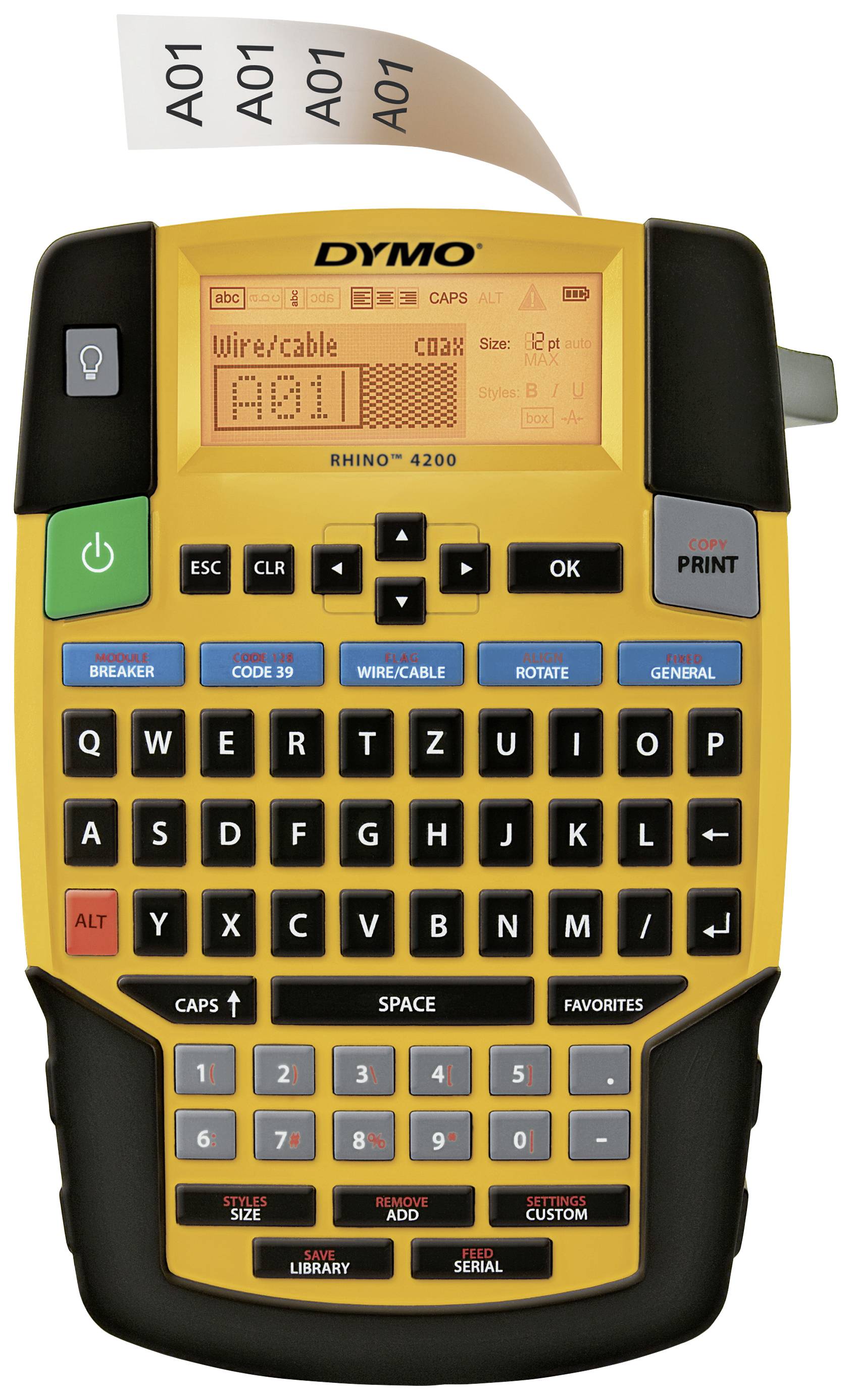 DYMO RHINO 4200 Beschriftungsgerät Geeignet für Schriftband: IND 6 mm, 9 mm, 12 mm, 19 mm