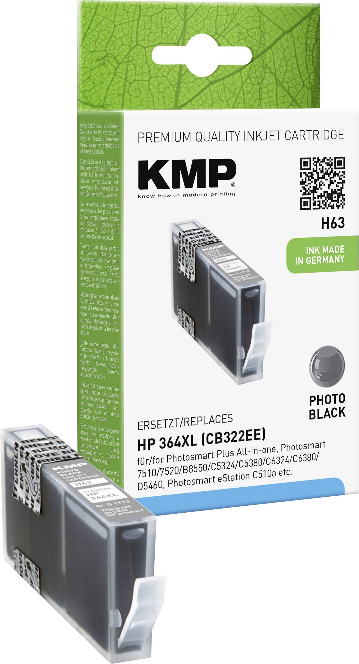 KMP Druckerpatrone Kompatibel ersetzt HP 364XL, CB322EE Photo Schwarz H63 1713,0040
