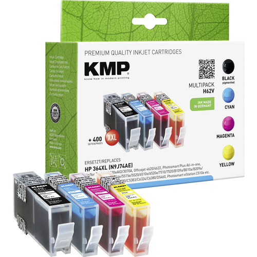KMP Encre pack bundle compatible remplace HP 364XL, N9J74AE, CN684AE, CB323EE, CB324EE, CB325EE noir, cyan, magenta, jaune H62V