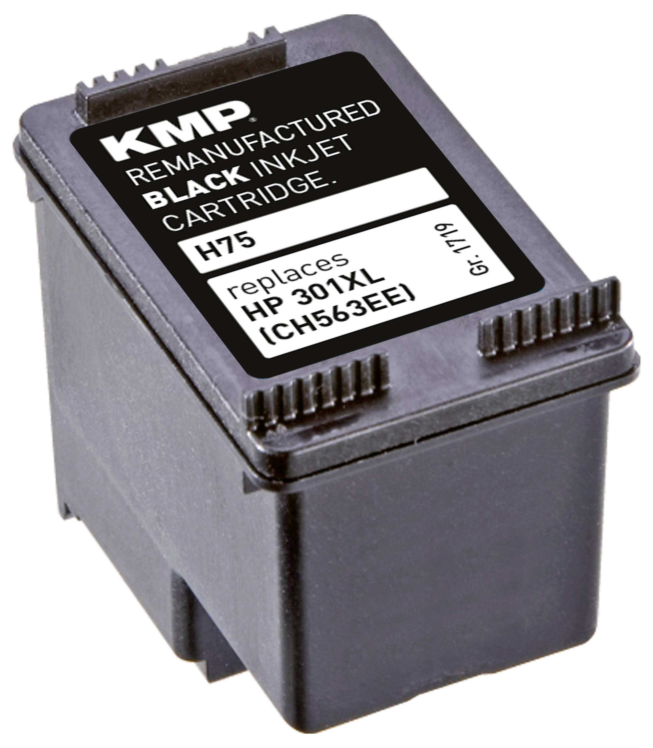 KMP H75 - 8 ml - Schwarz - kompatibel - Tintenpatrone (Alternative zu: HP CH563EE, HP 301XL)