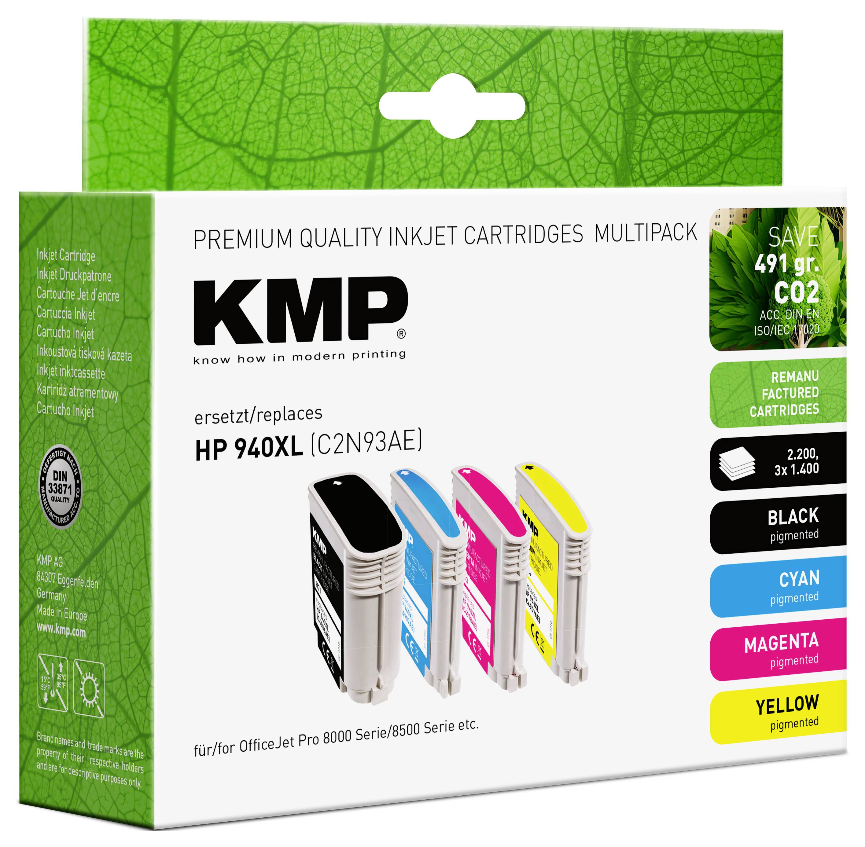 KMP Druckerpatrone Kombi-Pack Kompatibel ersetzt HP 940XL, C2N93AE, C4906AE, C4907AE, C4908AE, C490