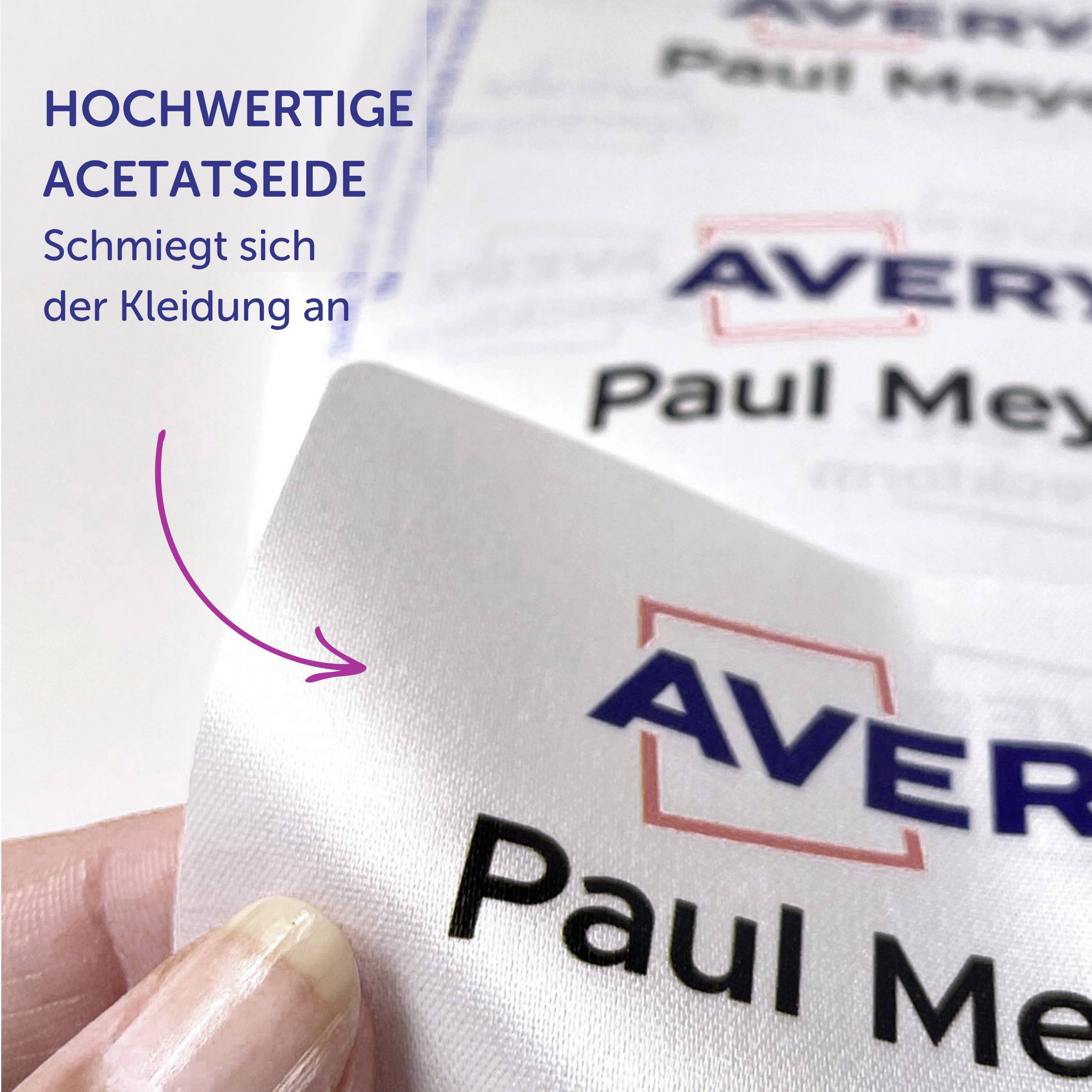 Avery-Zweckform L4784-20 Namens-Etiketten 63.5 x 29.6 mm Acetatseide Weiß 540 St. Wiederablösbar Farblaserdrucker, Laserdrucker, Handbeschriftung