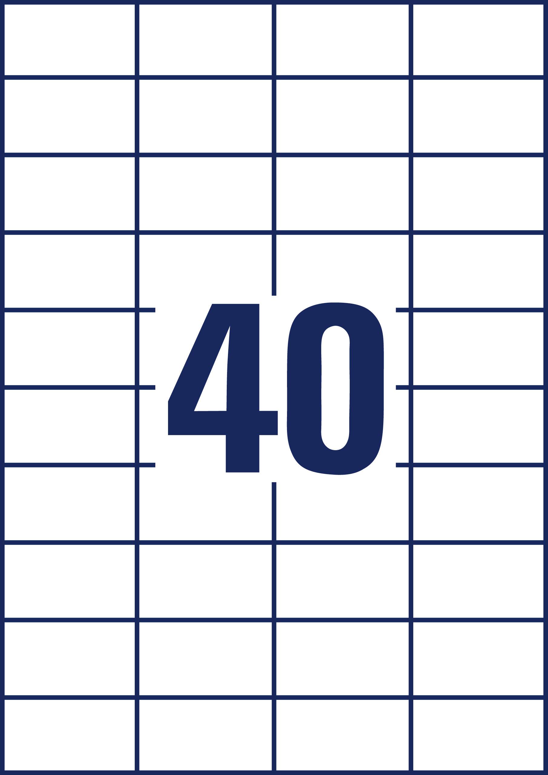 Zahl '40' in der Mitte eines rechteckigen Gitters mit blauen Linien.