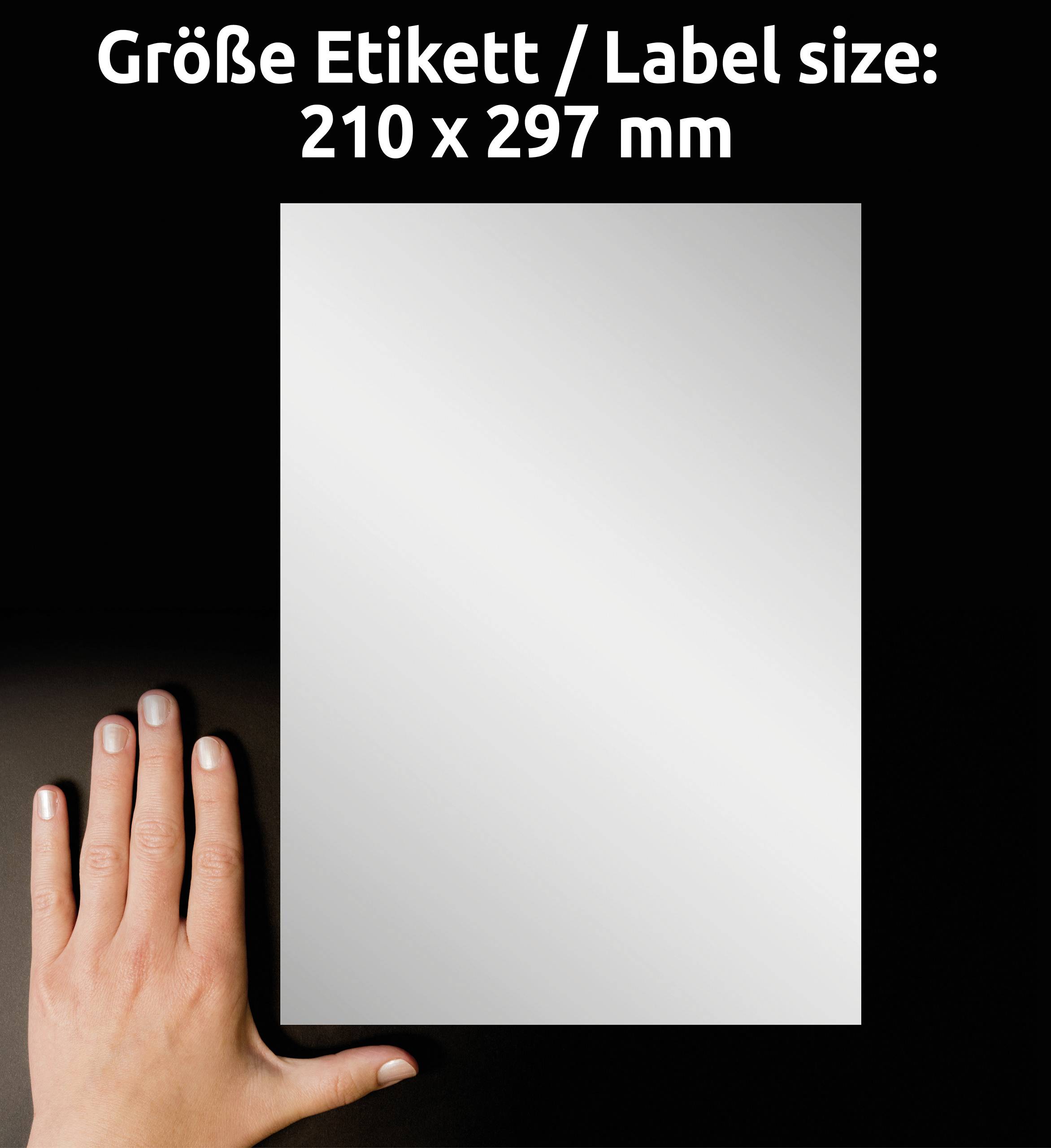 Avery-Zweckform L6013-20 Typenschild-Etiketten 210 x 297mm Polyester-Folie Silber 20 St. Permanent haftend Laserdrucker, Kopierer