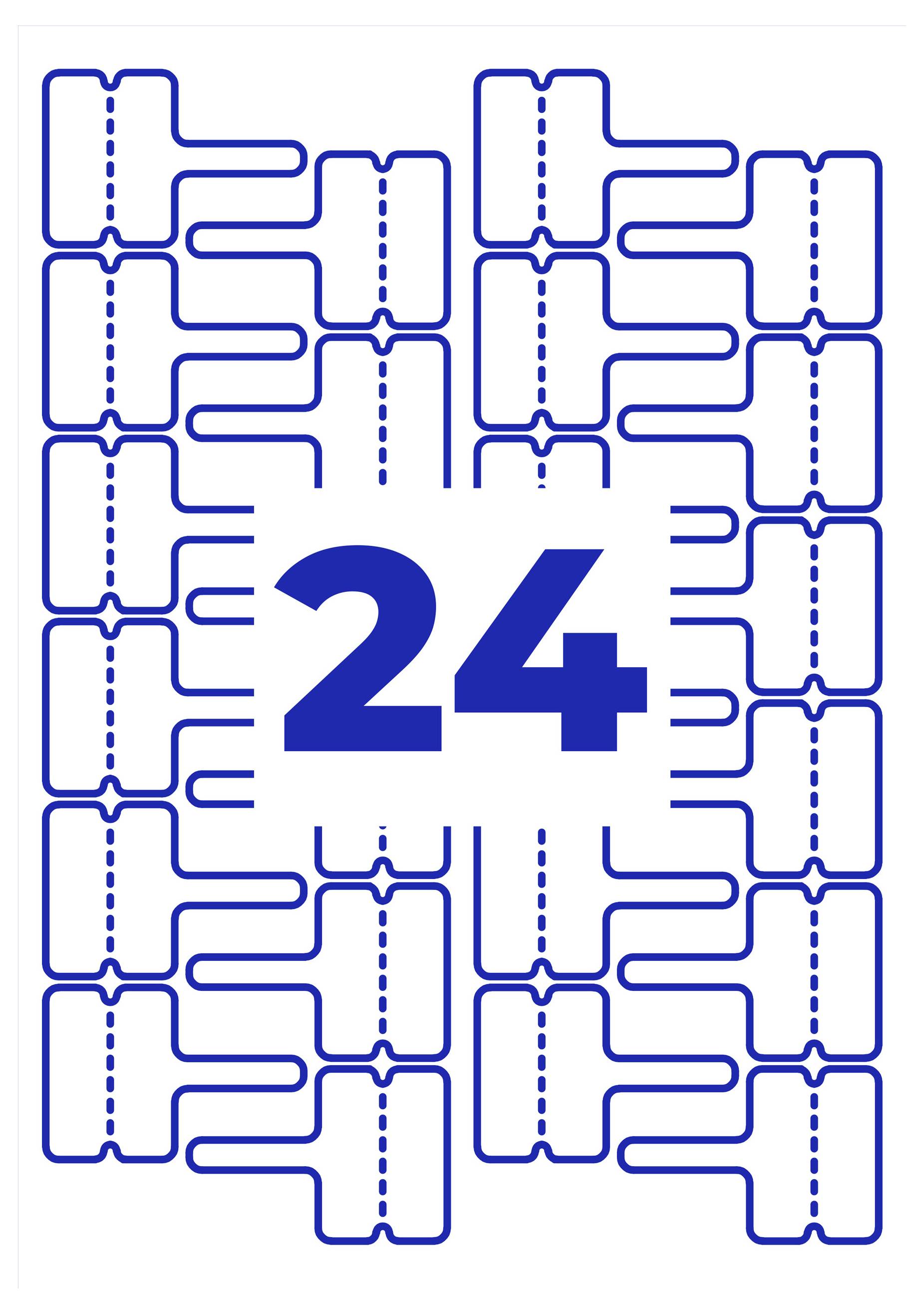 Blaues grafisches Symbol mit der Zahl '24' in der Mitte, umgeben von symmetrischen Linienformen.