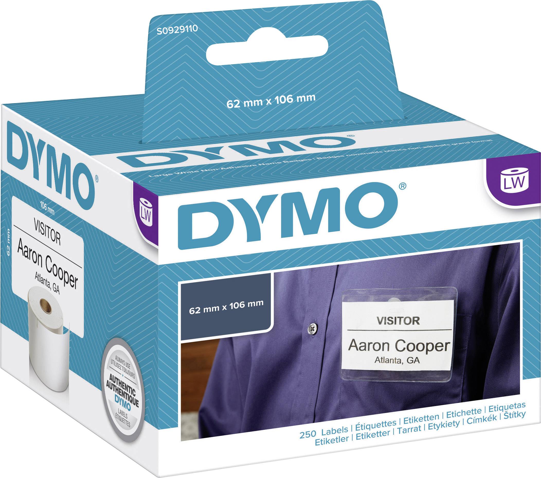 DYMO Etiketten (Rolle) 106 x 62 mm Papier Weiß 250 St. Nicht klebend S0929110 Namensschild-Etiketten
