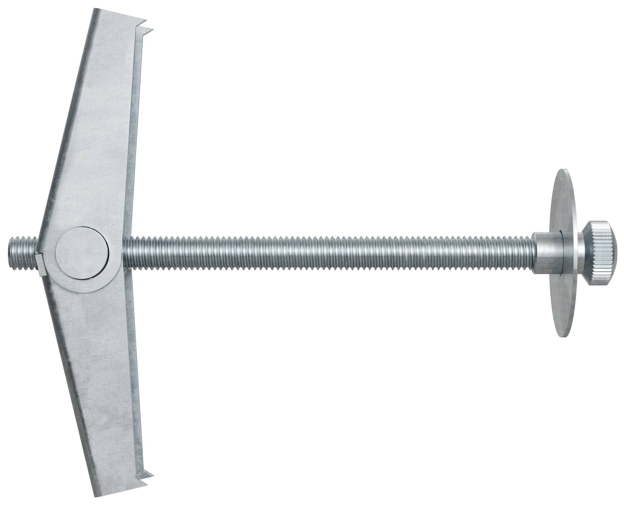 Metalumschaltbolzen mit Federschwingen und Gewindeschraube, auf weißem Hintergrund dargestellt.