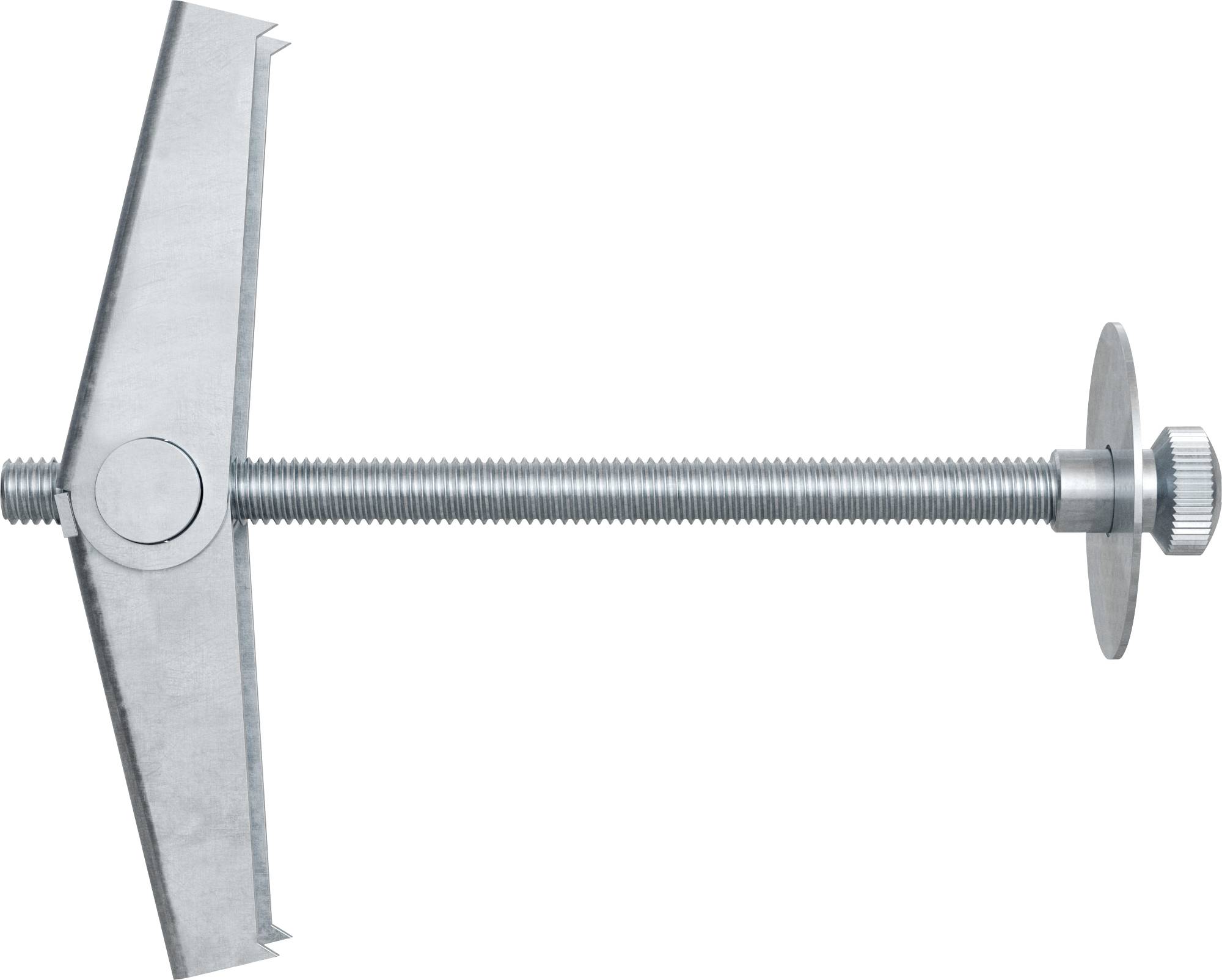 Metalumschaltbolzen mit Federschwingen und Gewindeschraube, auf weißem Hintergrund dargestellt.