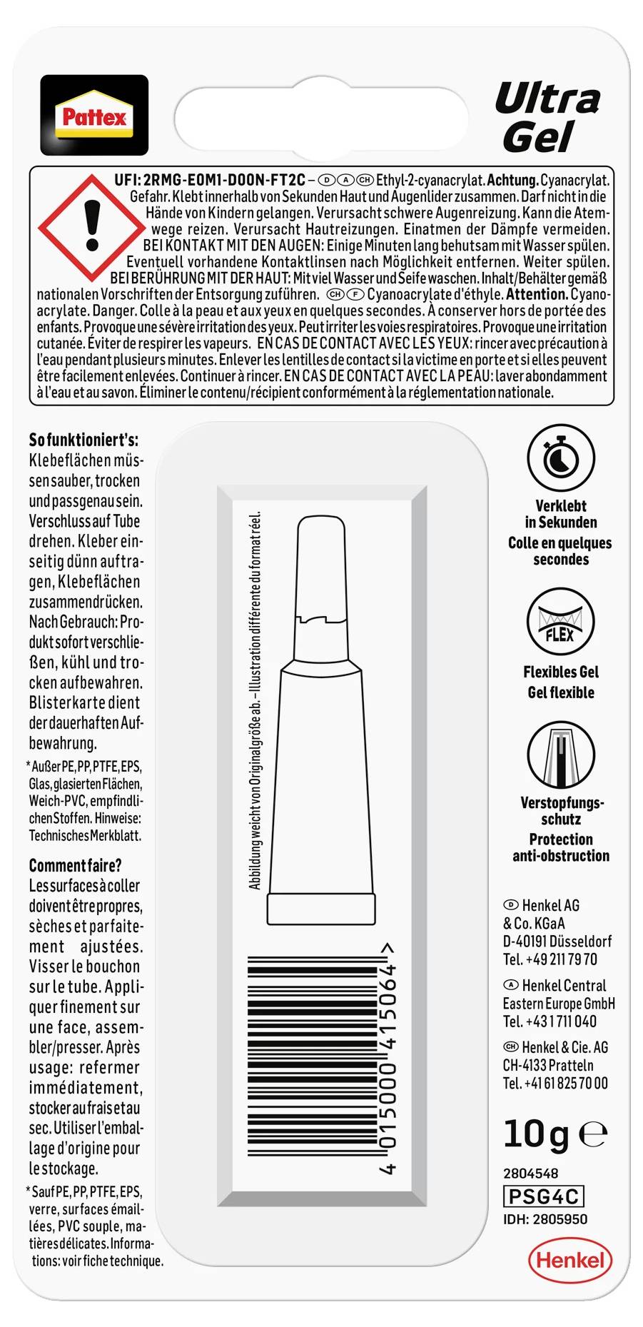 Pattex Ultra Gel Sekundenkleber PSG4C 10g