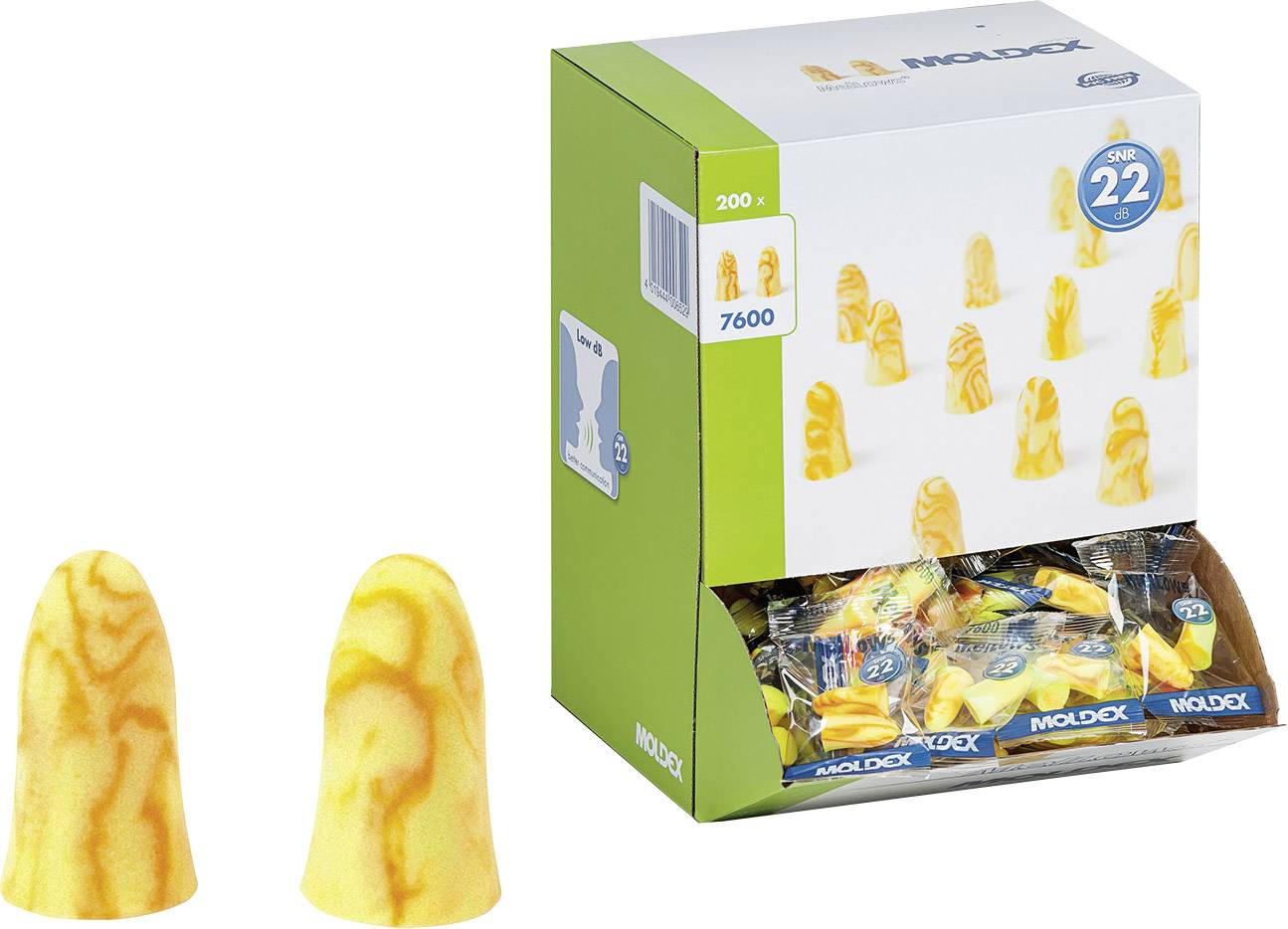 Moldex 760001 MelLows Gehörschutzstöpsel 22 dB einweg EN 352-2 200 Paar